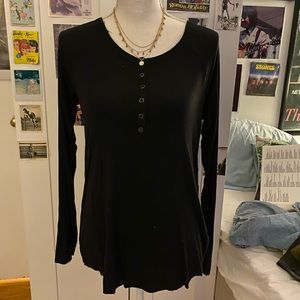 Black button down tee